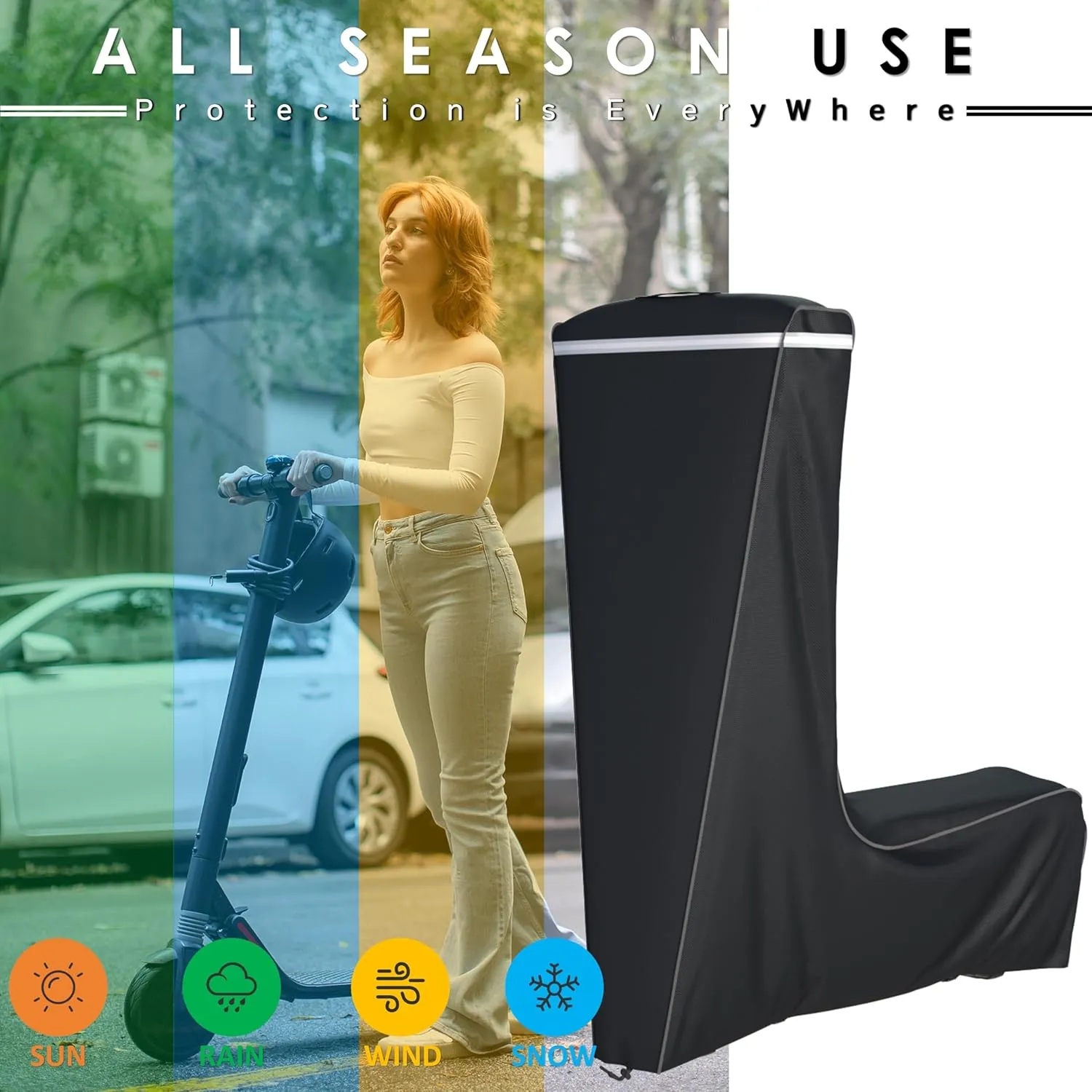 Universal Electric Scooter Cover, Outdoor Waterproof and Dustproof Scooter Covers, Adults/Kids Electric Scooter Storage cover, L54xW28xH52 Inch, Suitable for 300W to 2000W Electric Scooters, Black