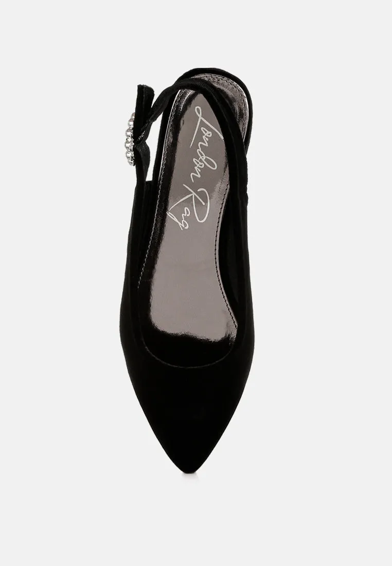 Velvet Slingback Flat Sandals by RUW