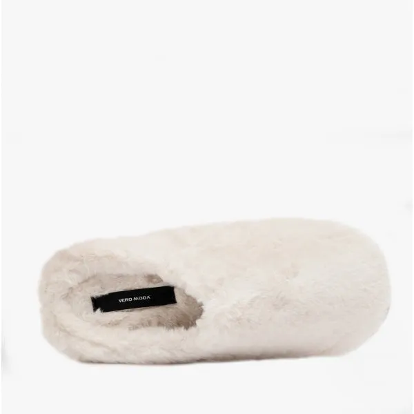 Vero Moda EMILY Womens Faux Fur Mule Slippers Pristine