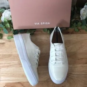 Via Spiga Viola Platform Sneakers Cream Size 8.5