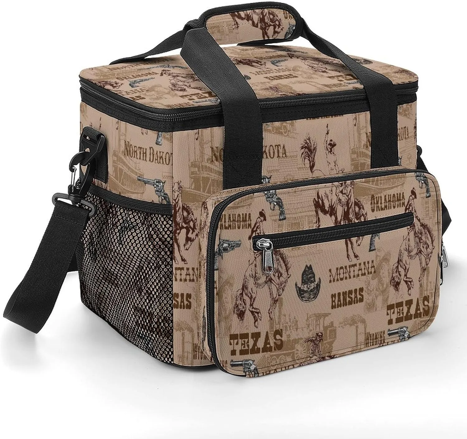 Vintage Wild West Cowboys 22.5L Insulated Camping Coolers Bag Large Leakproof Ice Chest for Beach Travel Picnic