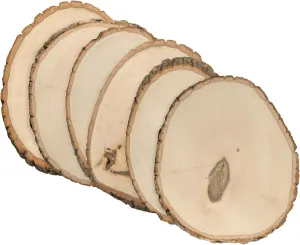 Walnut Hollow Rustic Basswood Round, Medium 7-9" Wide with Live Edge Wood (Pack of 6) - for Wood Burning, Home Décor, and Rustic Weddings
