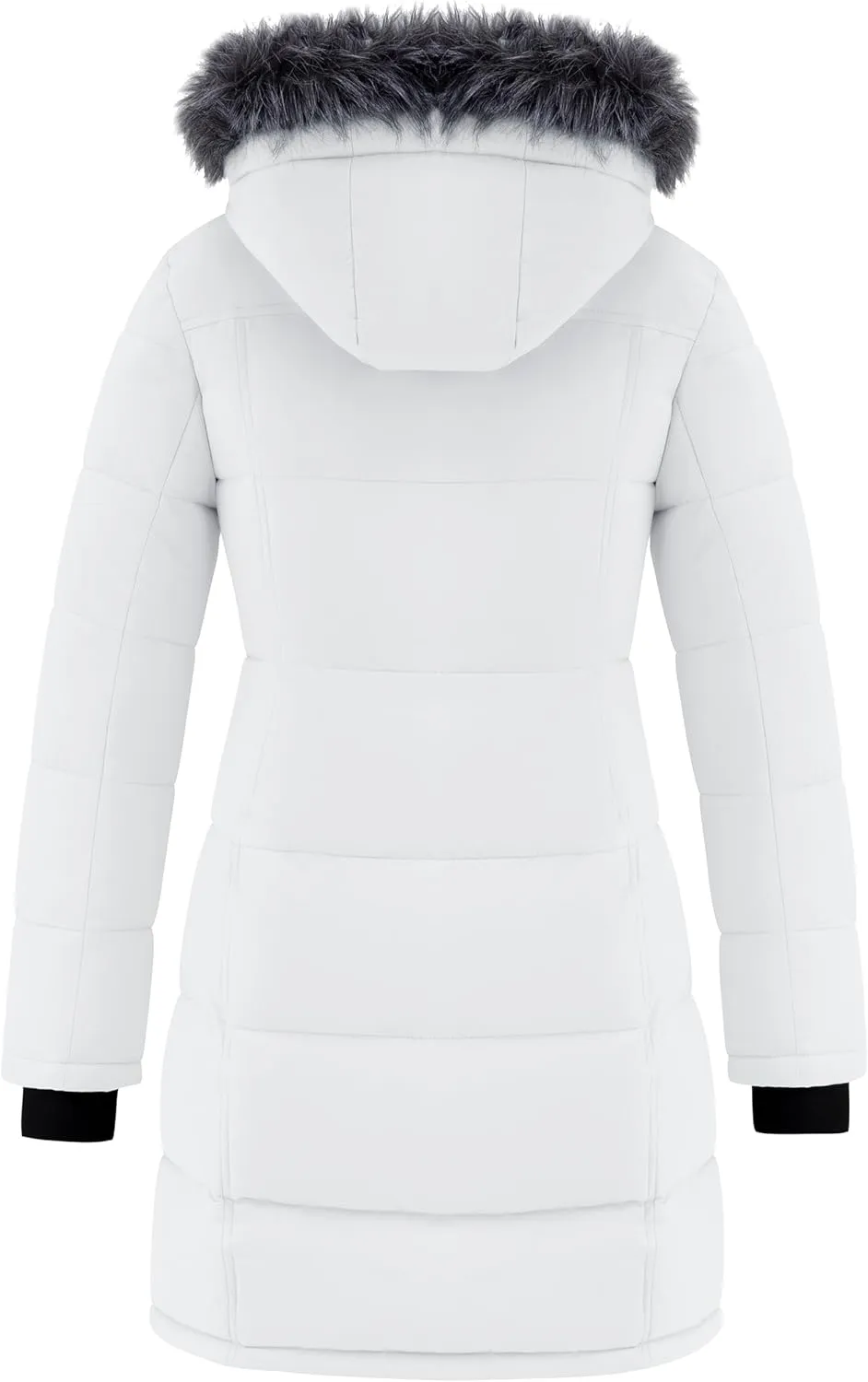 wantdo Women's Waterproof Winter Coat Warm Long Puffer Jackets with Faux Fur Hood Thicken Parka