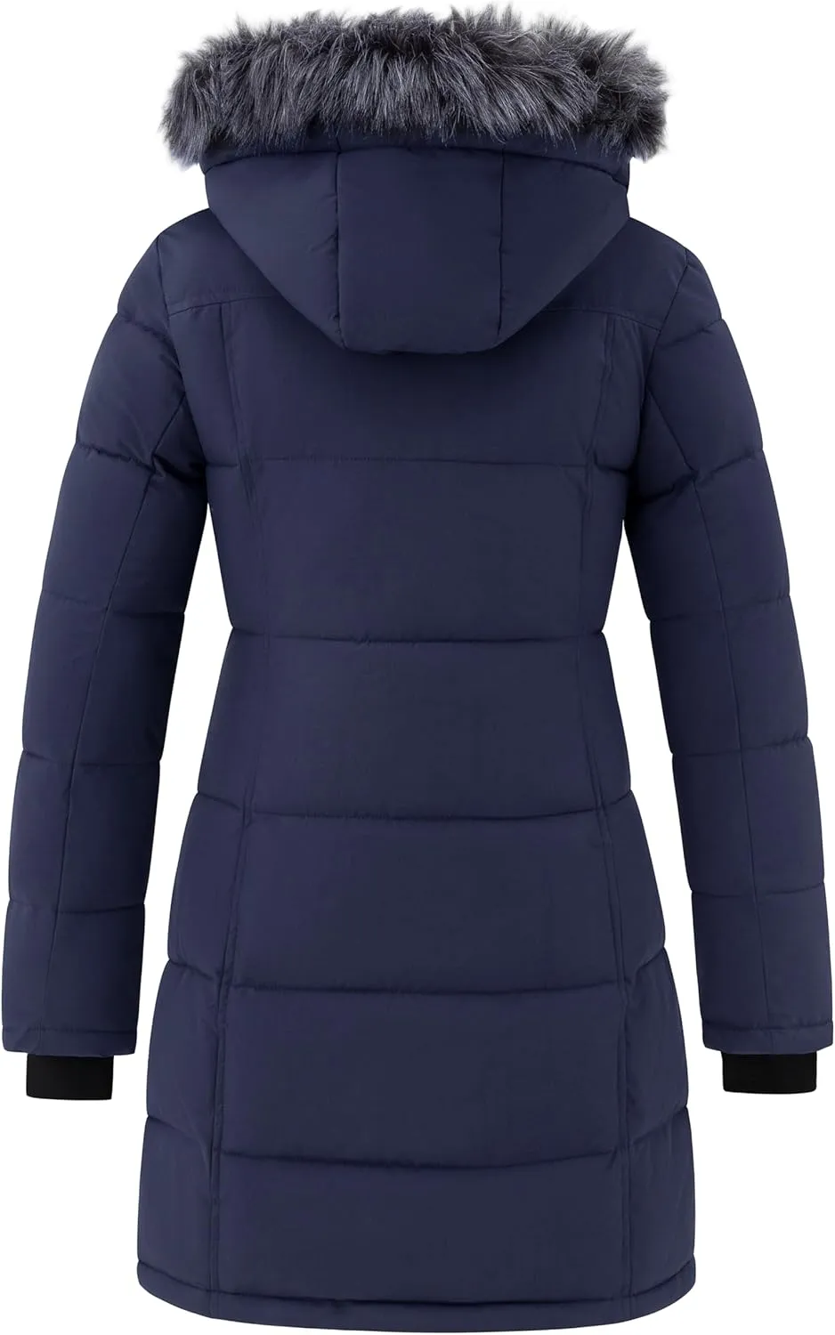 wantdo Women's Waterproof Winter Coat Warm Long Puffer Jackets with Faux Fur Hood Thicken Parka