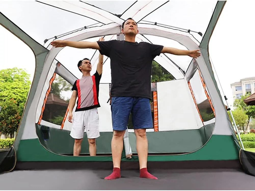 Waterproof Dome Tent with Porch Automatic Pop Up Tent Sun Shelter Easy Set Up Double Layer Family Camping Tents with Carrying Bag for Outdoor Camping, Fishing, BBQ