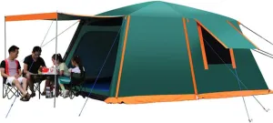 Waterproof Dome Tent with Porch Automatic Pop Up Tent Sun Shelter Easy Set Up Double Layer Family Camping Tents with Carrying Bag for Outdoor Camping, Fishing, BBQ