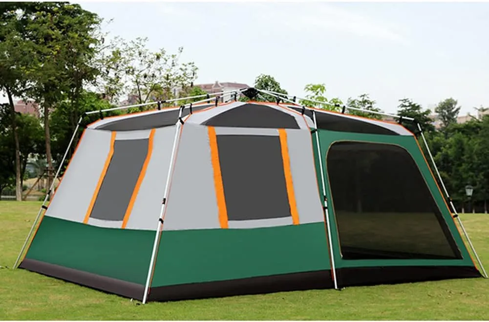 Waterproof Dome Tent with Porch Automatic Pop Up Tent Sun Shelter Easy Set Up Double Layer Family Camping Tents with Carrying Bag for Outdoor Camping, Fishing, BBQ
