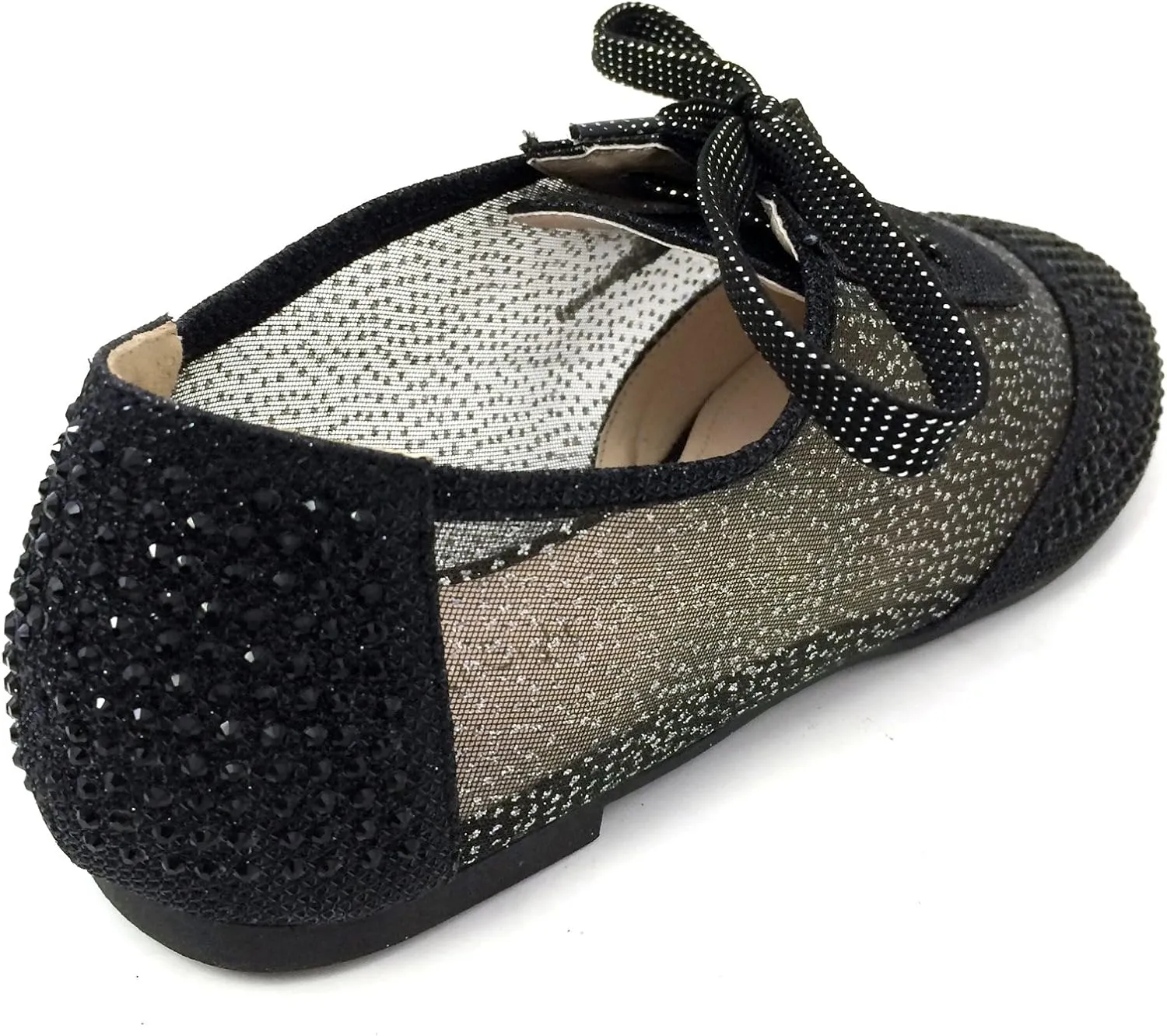Wen-01 Women's Oxfords Shoes Rhinestones Lace Up Mesh Detail Lace Flats Casual Bootie, Black, Gold, Silver