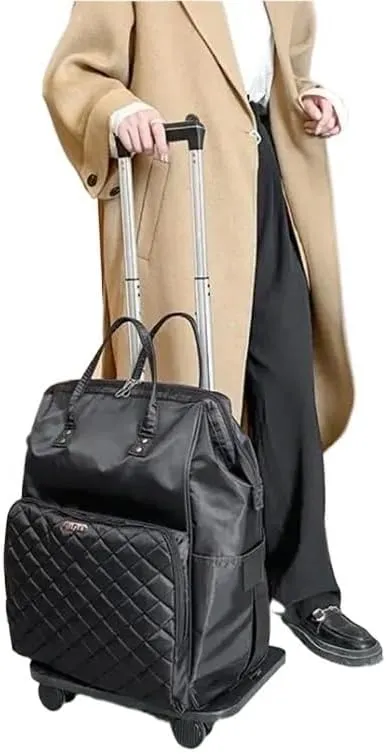 Wheeled backpack for Women Travel trolley bags Travel Bag with wheels Oxford large capacity Travel Rolling Luggage Backpack Bags(22 inch dark red)
