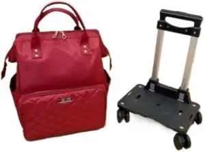 Wheeled backpack for Women Travel trolley bags Travel Bag with wheels Oxford large capacity Travel Rolling Luggage Backpack Bags(22 inch dark red)
