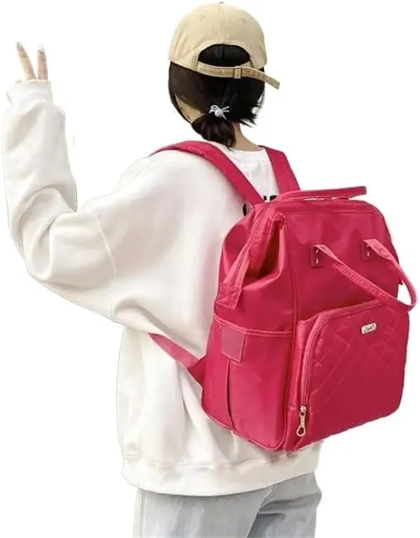 Wheeled backpack for Women Travel trolley bags Travel Bag with wheels Oxford large capacity Travel Rolling Luggage Backpack Bags(22 inch dark red)