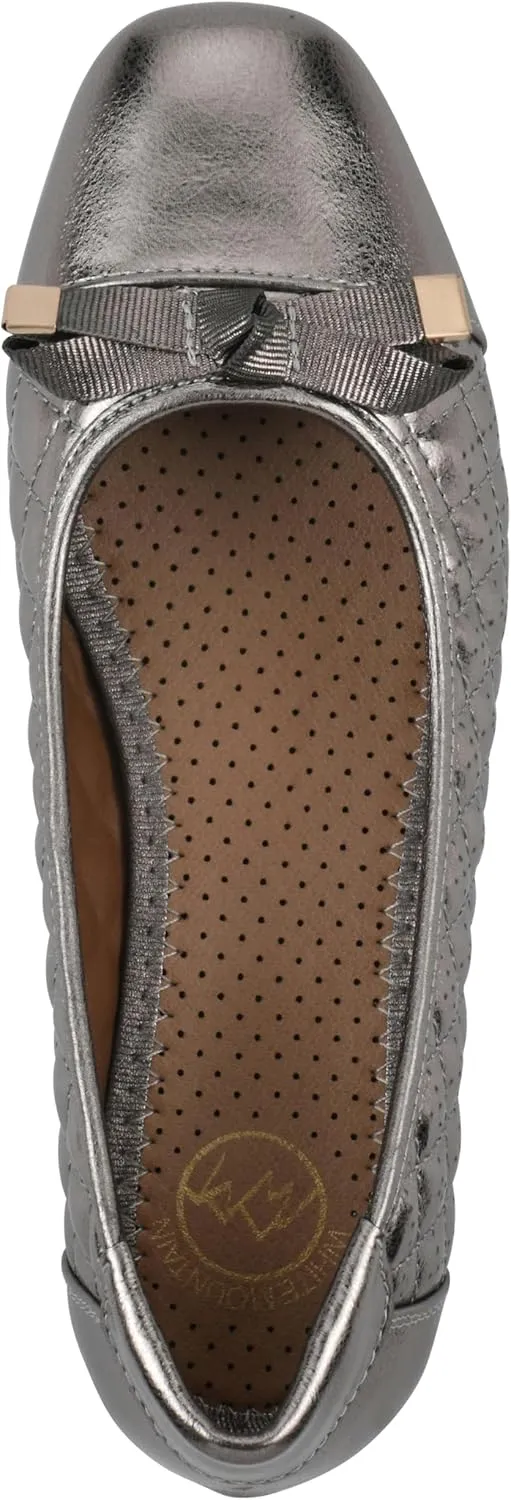 WHITE MOUNTAIN Women's Bocah Diamond Quilted Cap Toe Ballet Flat