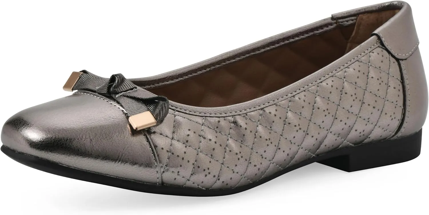 WHITE MOUNTAIN Women's Bocah Diamond Quilted Cap Toe Ballet Flat