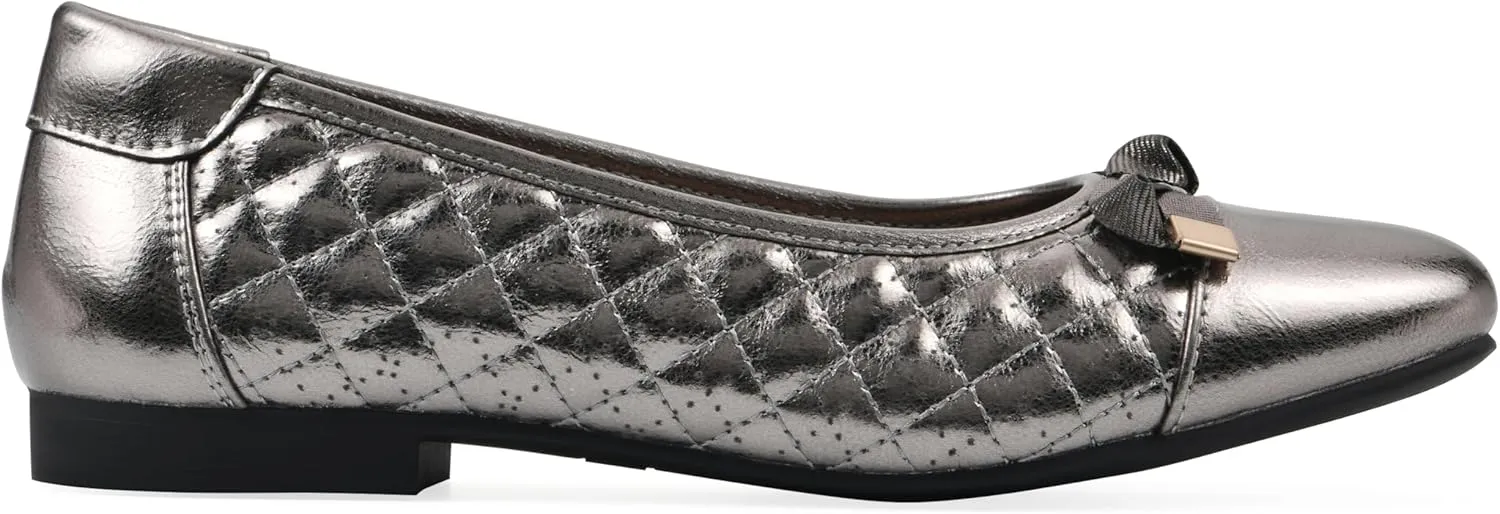 WHITE MOUNTAIN Women's Bocah Diamond Quilted Cap Toe Ballet Flat