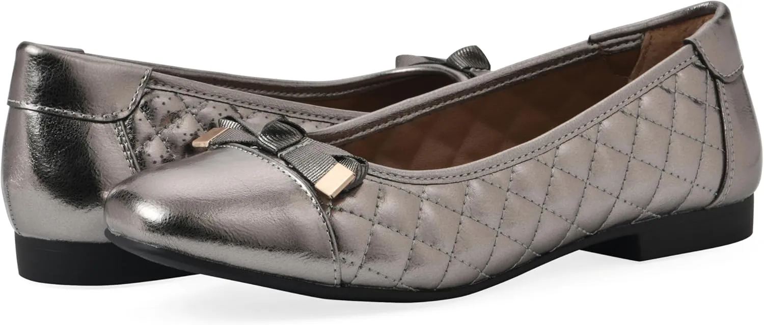 WHITE MOUNTAIN Women's Bocah Diamond Quilted Cap Toe Ballet Flat