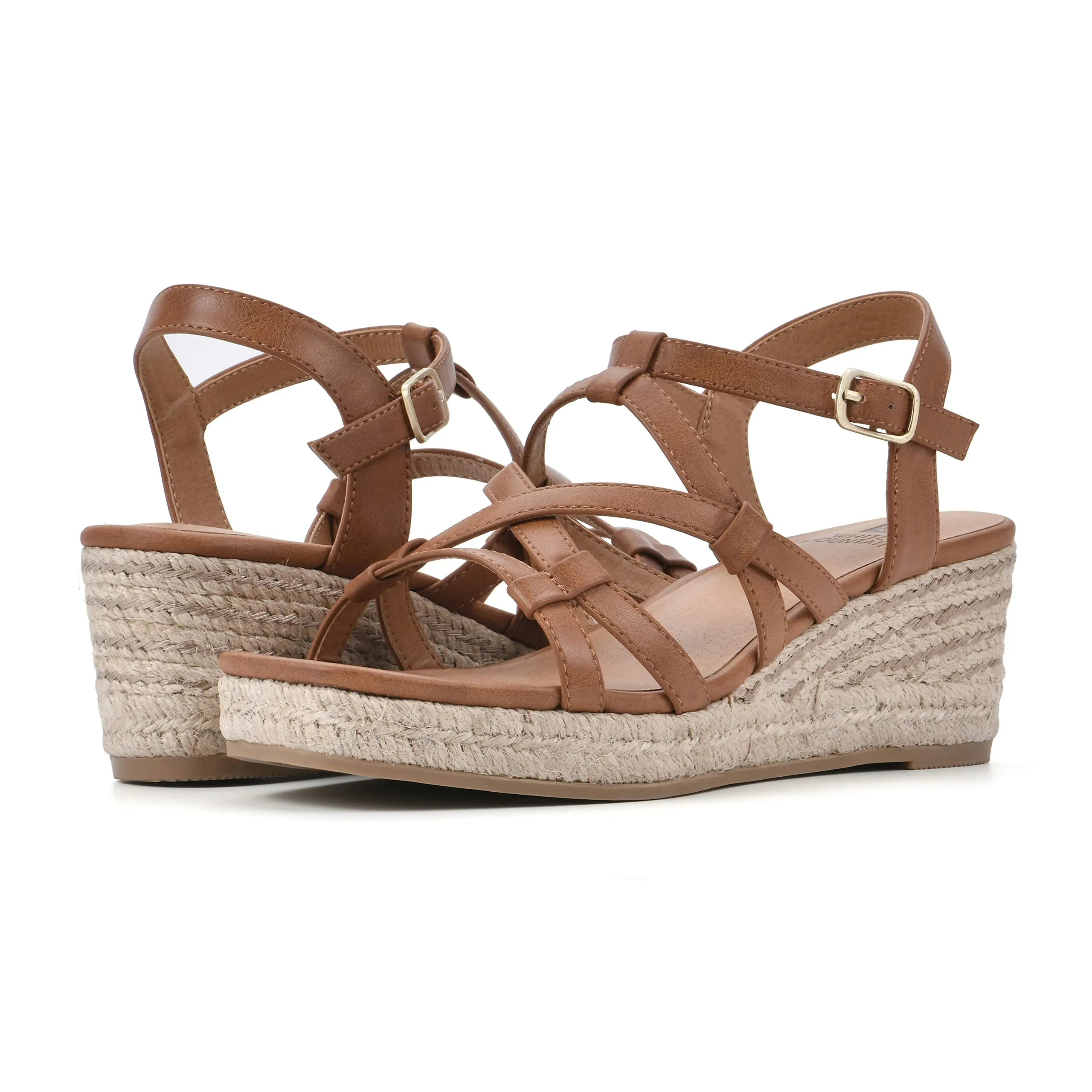 WHITE MOUNTAIN Women's Swayze Platform Sandal, Dk.Tan/Burn/Smooth, 10 M