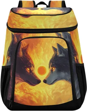 Wolf Fire Wolves Galaxy Cooler Backpack Cooler Insulated Leak Proof Lunch Backpack 36 Cans Waterproof Soft for Men Women Picnic Hiking Camping Beach