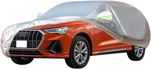 WOLWES Car Cover are Suitable for Audi Q3 All-Weather Windproof, Snowproof, Rainproof, UV-Protected and Breathable All-Season Universal with Side Door Zip Oxford Cloth Car Cover (Color : White, Size