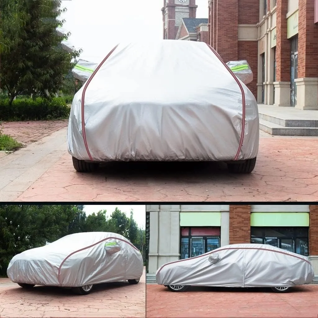 WOLWES Car Cover are Suitable for Cadillac STS All-Weather Windproof, Snowproof, Rainproof, UV-Protected and Breathable All-Season Universal with Side Door Zip Oxford Cloth Car Cover (Color : White)