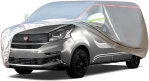 WOLWES Car Cover are Suitable for Fiat Talento All-Weather Windproof, Snowproof, Rainproof, UV-Protected and Breathable All-Season Universal with Side Door Zip Oxford Cloth Car Cover (Color : White)