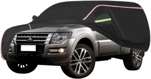 WOLWES Car Cover are Suitable for Mitsubishi Pajero All-Weather Windproof, Snowproof, Rainproof, UV-Protected and Breathable All-Season Universal with Side Door Zip Oxford Cloth Car Cover (Color : Bl