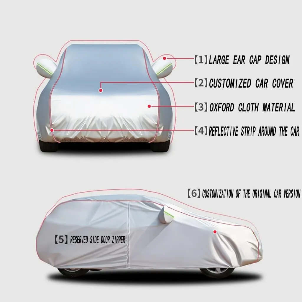 WOLWES Car Cover Are Suitable For Nissan Ariya Advance/Engage/Evolve/Evolve  All-weather Windproof, Snowproof, Rainproof, UV-protected And Breathable All-season Universal With Side Door Zip Oxford Clo