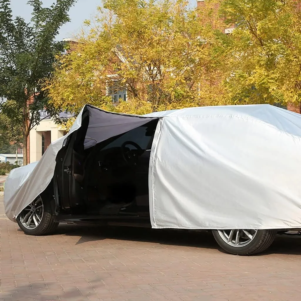 WOLWES Car Cover Are Suitable For Nissan Ariya Advance/Engage/Evolve/Evolve  All-weather Windproof, Snowproof, Rainproof, UV-protected And Breathable All-season Universal With Side Door Zip Oxford Clo