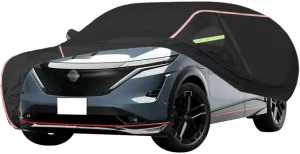 WOLWES Car Cover Are Suitable For Nissan Ariya Advance/Engage/Evolve/Evolve  All-weather Windproof, Snowproof, Rainproof, UV-protected And Breathable All-season Universal With Side Door Zip Oxford Clo