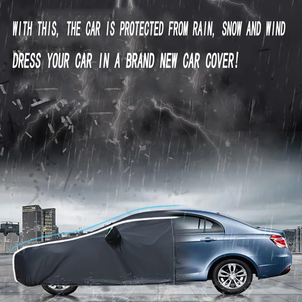 WOLWES Car Cover Are Suitable For Nissan Ariya Advance/Engage/Evolve/Evolve  All-weather Windproof, Snowproof, Rainproof, UV-protected And Breathable All-season Universal With Side Door Zip Oxford Clo