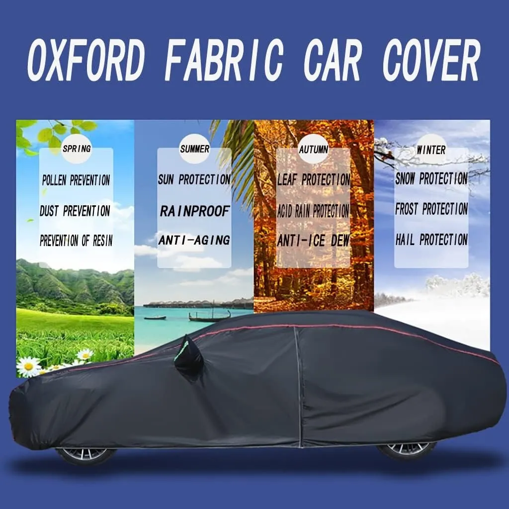 WOLWES Car Cover Are Suitable For Nissan Ariya Advance/Engage/Evolve/Evolve  All-weather Windproof, Snowproof, Rainproof, UV-protected And Breathable All-season Universal With Side Door Zip Oxford Clo
