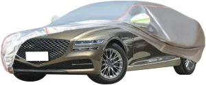 WOLWES Car Covers are Suitable for Genesis G80 2017-2024 All-Weather Windproof, Snowproof, Rainproof, UV-Protected and Breathable All-Season Universal with Side Door Zip Oxford Cloth Car Covers (Colo