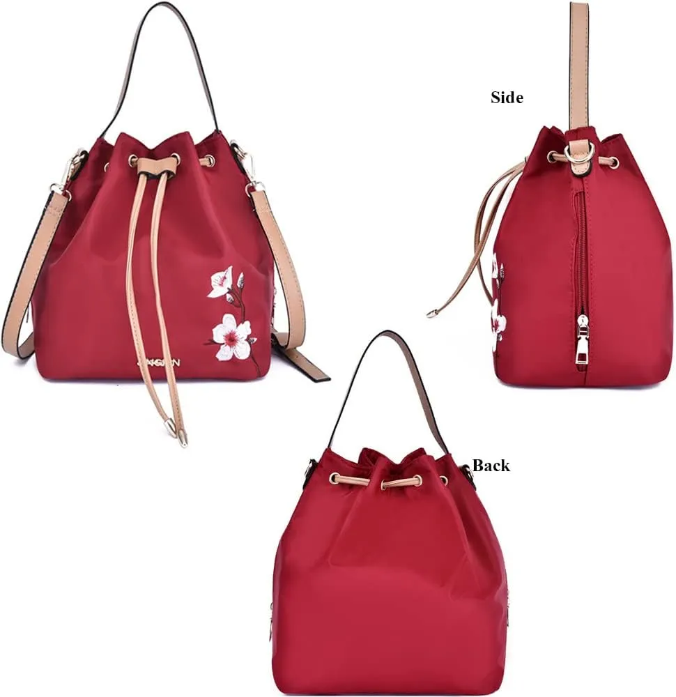Women Handbags Sets Nylon Purses Floral Print Tote Bag Bucket bags Shoulder Crossbody Bag Backpack Coin Wallet 4 Pcs