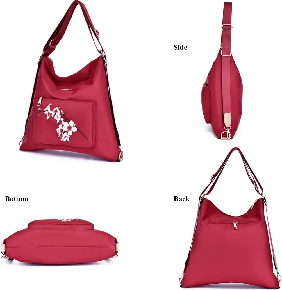 Women Handbags Sets Nylon Purses Floral Print Tote Bag Bucket bags Shoulder Crossbody Bag Backpack Coin Wallet 4 Pcs