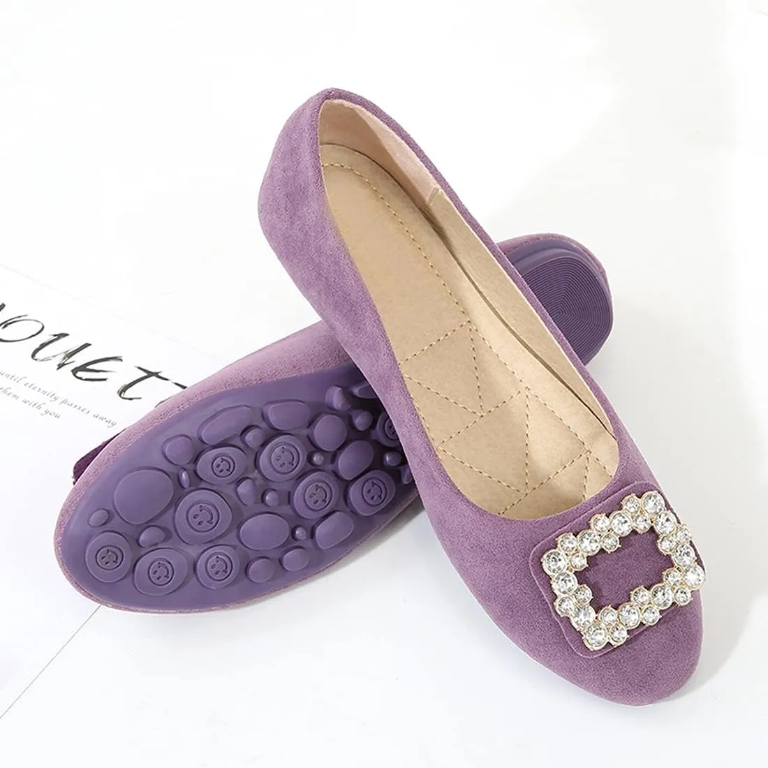 Women Loafers Flat Shoes Rhinestone Bow Summer Slip ons