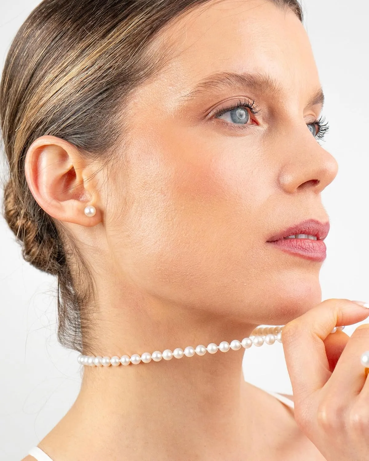 Women Pearl Stud Earrings. Fresh Water Cultured Pearls Button Shape Secret & You | 925 Sterling Silver Mounts | Available in 10 sizes from 4 mm to 13 mm
