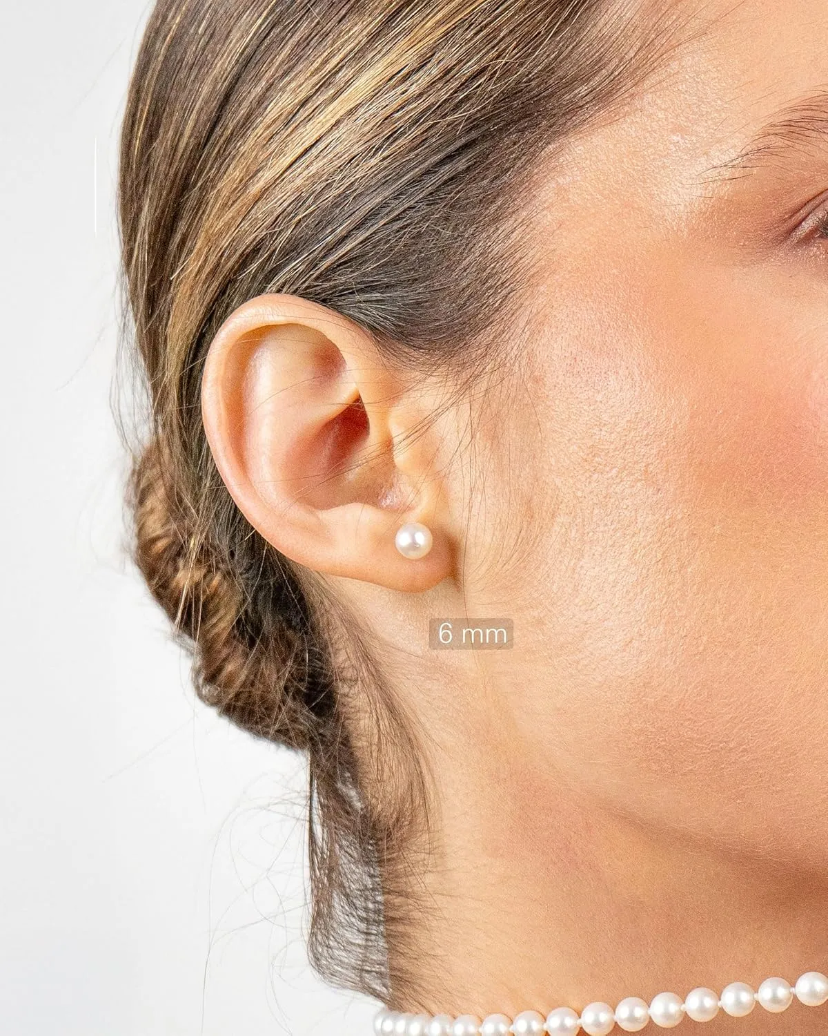 Women Pearl Stud Earrings. Fresh Water Cultured Pearls Button Shape Secret & You | 925 Sterling Silver Mounts | Available in 10 sizes from 4 mm to 13 mm