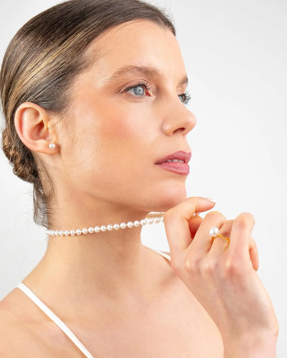 Women Pearl Stud Earrings. Fresh Water Cultured Pearls Button Shape Secret & You | 925 Sterling Silver Mounts | Available in 10 sizes from 4 mm to 13 mm