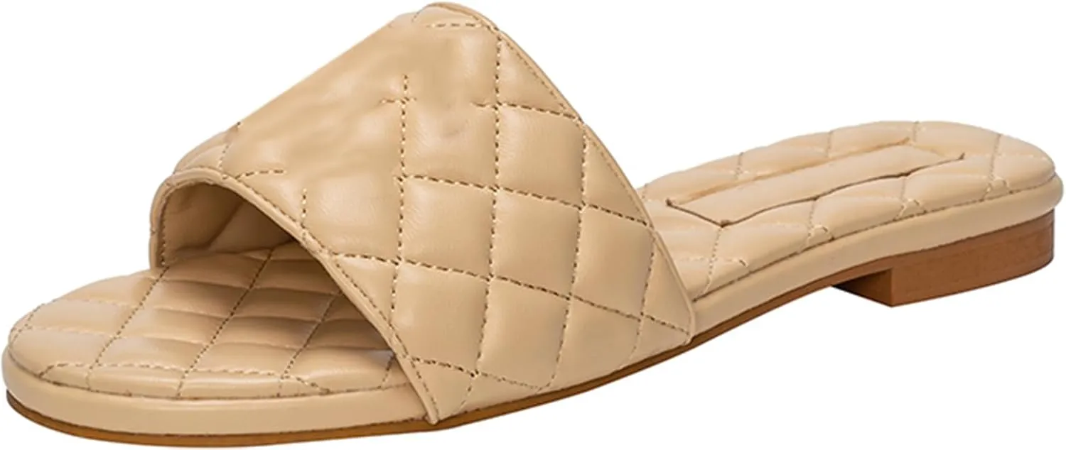 Women's Embroidered Flat Sandals Casual Slip on Slide Sandals
