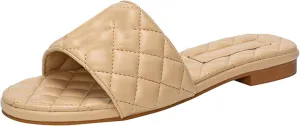 Women's Embroidered Flat Sandals Casual Slip on Slide Sandals