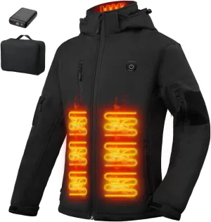 Women's Heated Jacket with Battery Pack,Waterproof Windbreaker Detachable Hooded Electric Heating Jacket Heated Coat