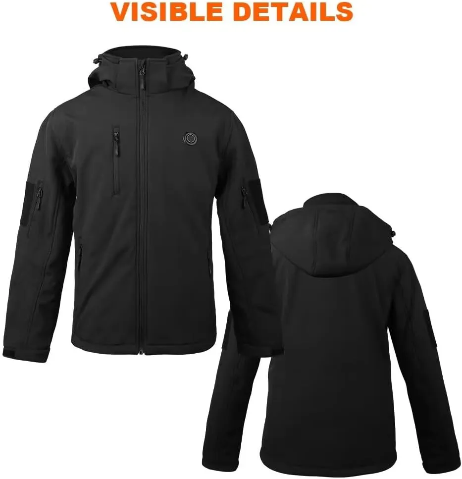 Women's Heated Jacket with Battery Pack,Waterproof Windbreaker Detachable Hooded Electric Heating Jacket Heated Coat