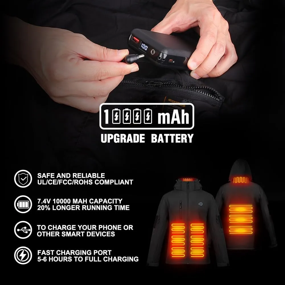 Women's Heated Jacket with Battery Pack,Waterproof Windbreaker Detachable Hooded Electric Heating Jacket Heated Coat