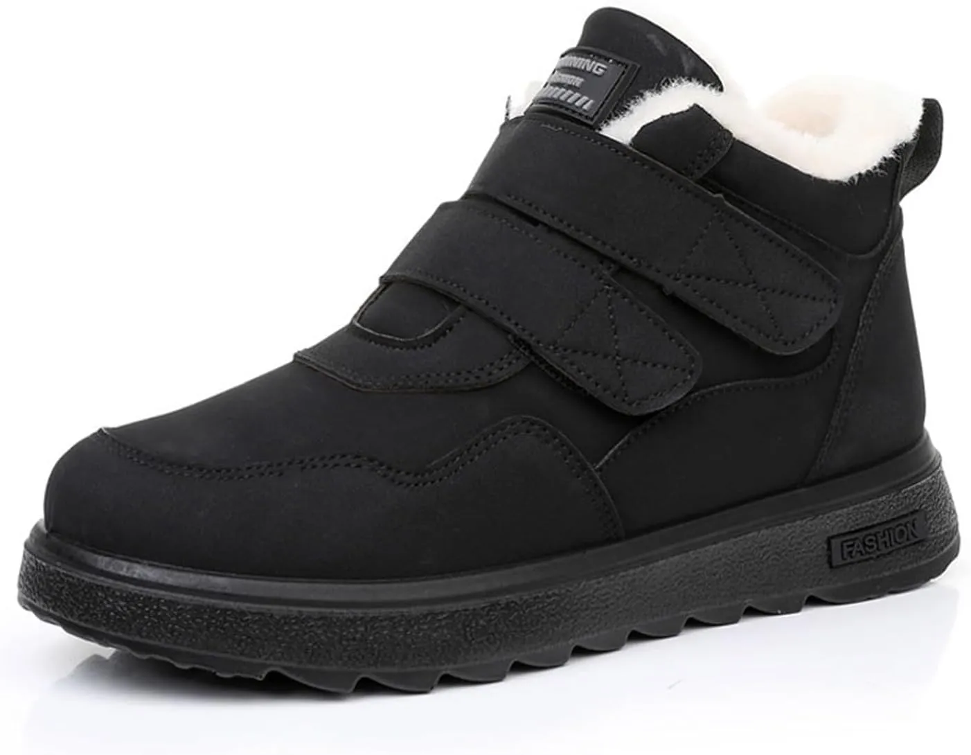 Women's Linen Flat Winter Snow Boots with Hook and Loop Comfort Round Toe Warm Plush Lining Non-slip Casual Outdoor Ankle Boots