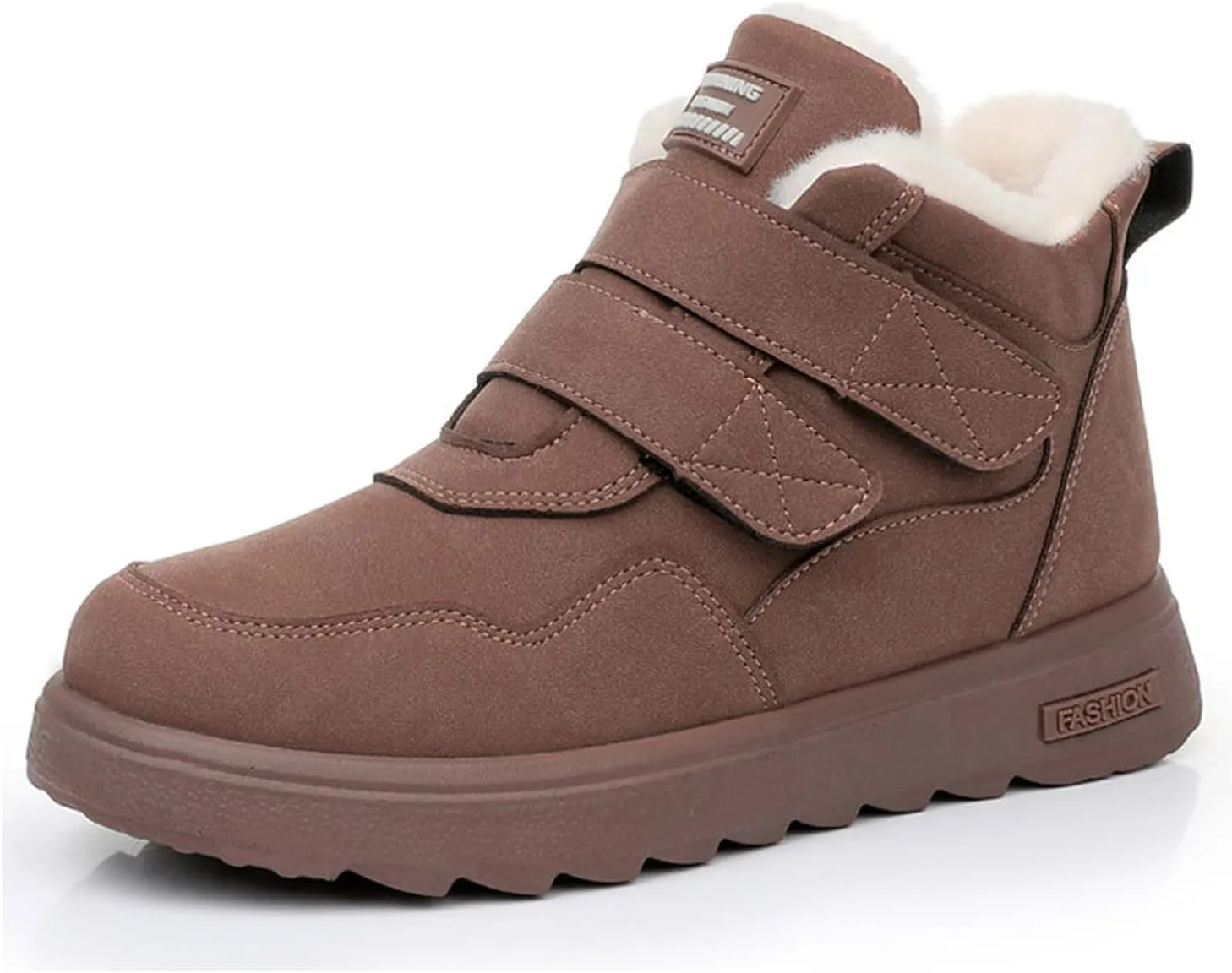 Women's Linen Flat Winter Snow Boots with Hook and Loop Comfort Round Toe Warm Plush Lining Non-slip Casual Outdoor Ankle Boots