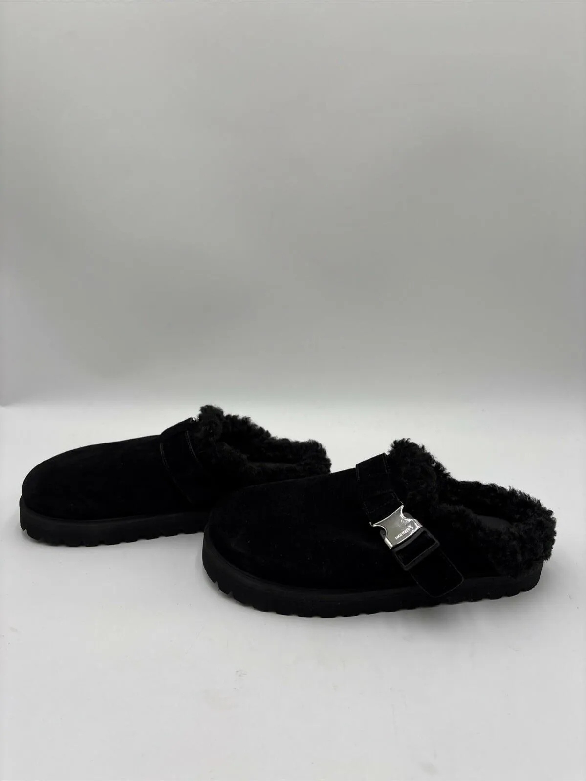 Women’s Moncler Faux Fur Mon Mule Slides Black Size 37 - Very Good
