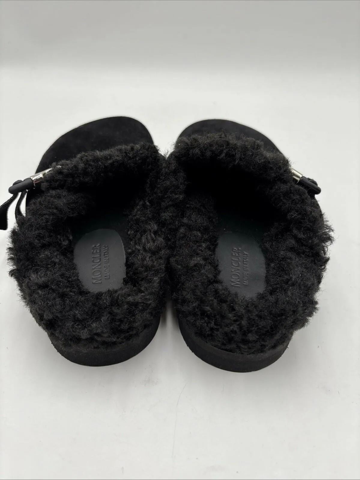 Women’s Moncler Faux Fur Mon Mule Slides Black Size 37 - Very Good