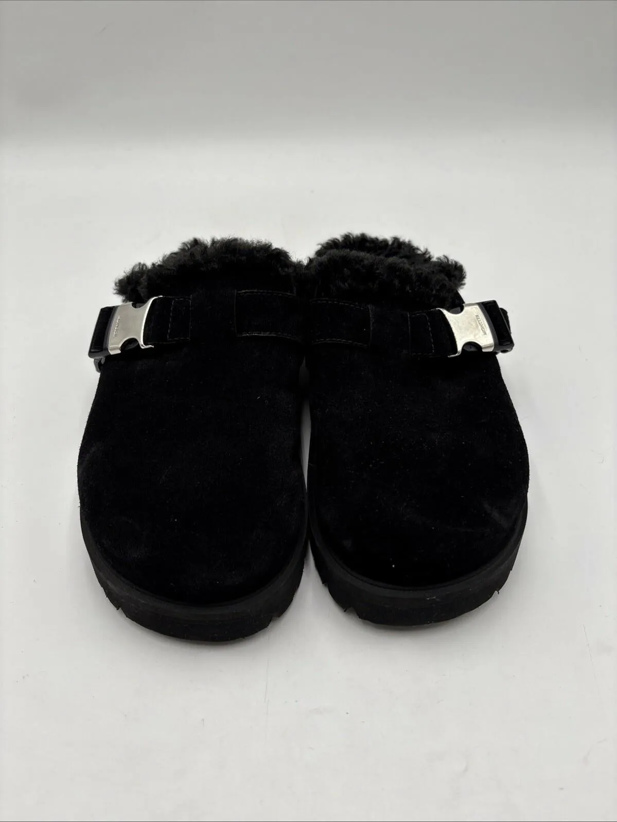 Women’s Moncler Faux Fur Mon Mule Slides Black Size 37 - Very Good