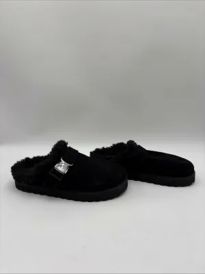 Women’s Moncler Faux Fur Mon Mule Slides Black Size 37 - Very Good