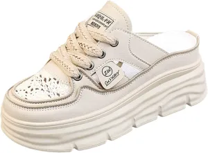 Women's Slip on Platform Sneakers Mule Shoes Comfortable Breathable Cutout Casual Clogs