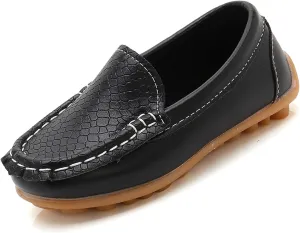 WUIWUIYU Boy's Girl's Slip-on Loafers Flats Oxford Shoes Solid Color Mocassins House Shoes